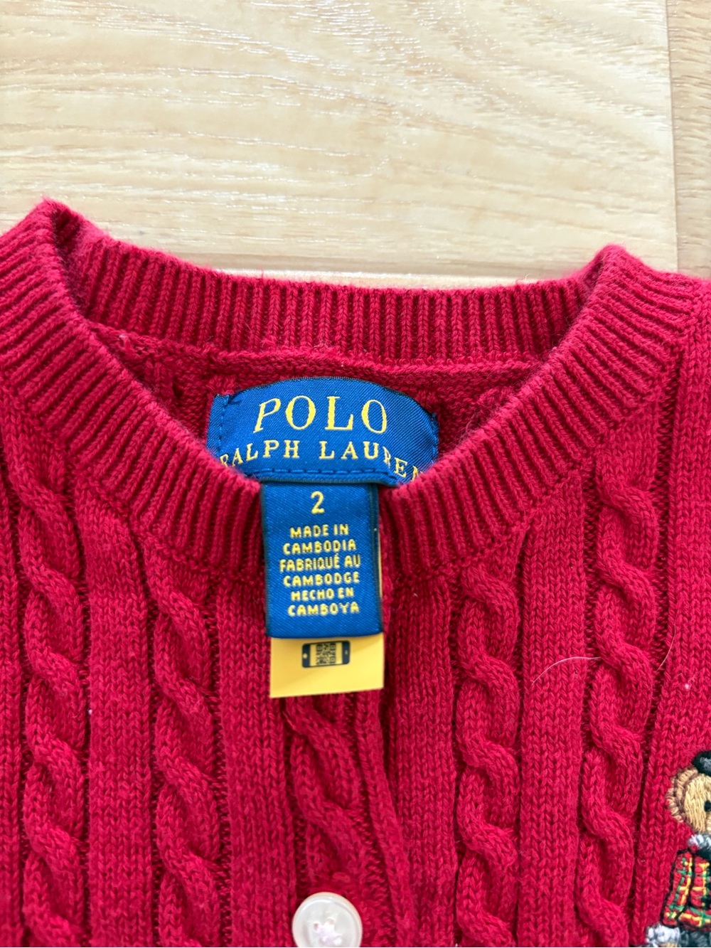 Polo by Ralph Lauren Girls' Red Cable-Knit Cardigan NWOT - Picture 3 of 3